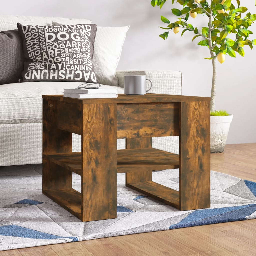Table basse chêne fumé 55,5x55x45 cm bois d’ingénierie - Tables basses