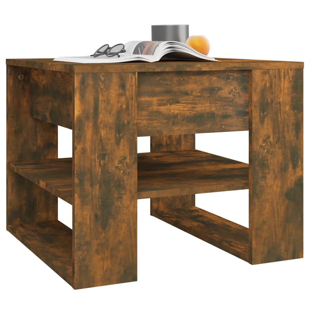 Table basse chêne fumé 55,5x55x45 cm bois d’ingénierie - Tables basses