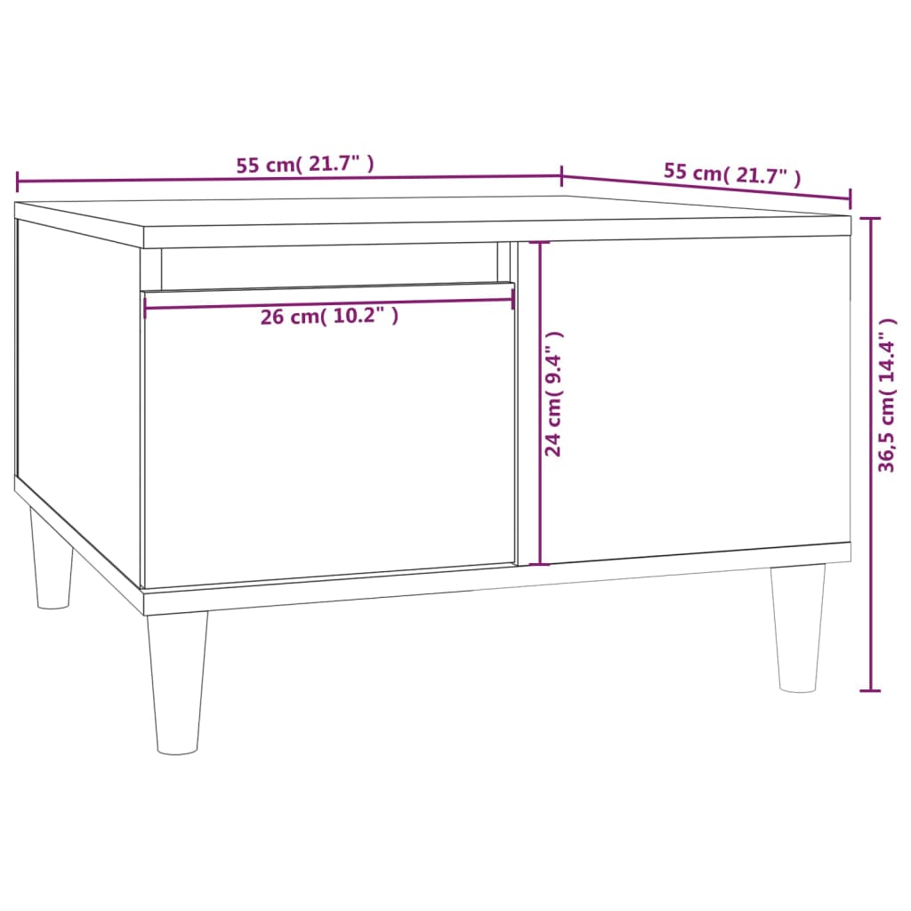 Table basse chêne fumé 55x55x36,5 cm bois d’ingénierie - Tables basses