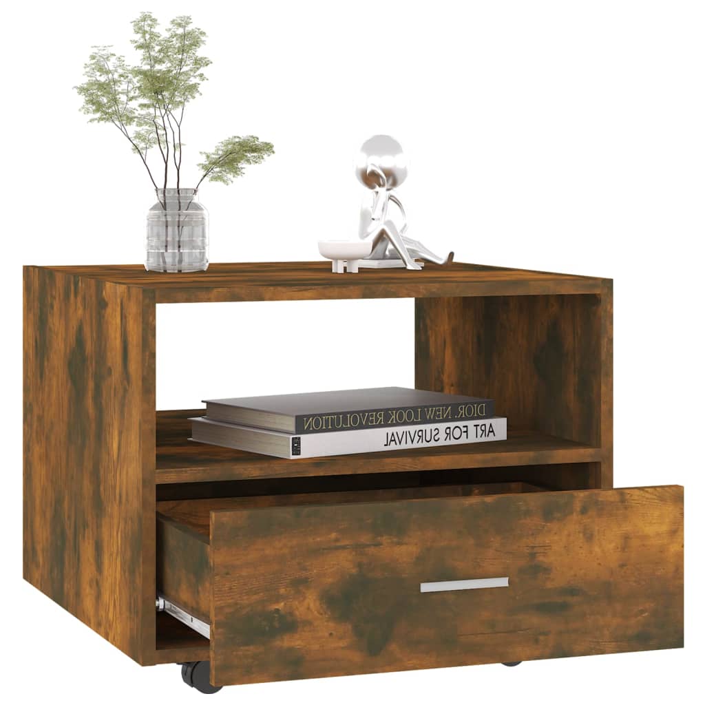 Table basse chêne fumé 55x55x40 cm bois d’ingénierie - Tables basses