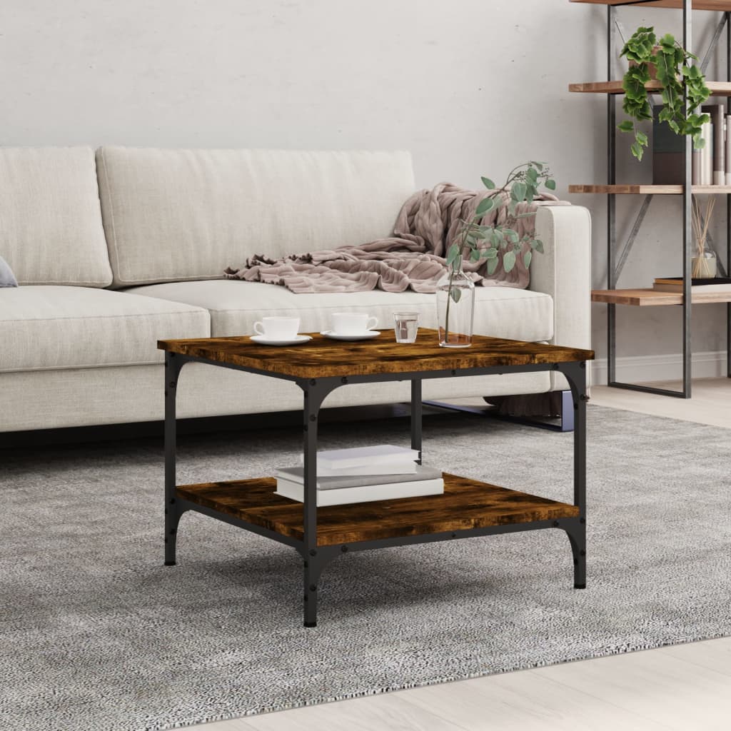Table basse chêne fumé 55x55x40 cm bois d’ingénierie - Tables basses