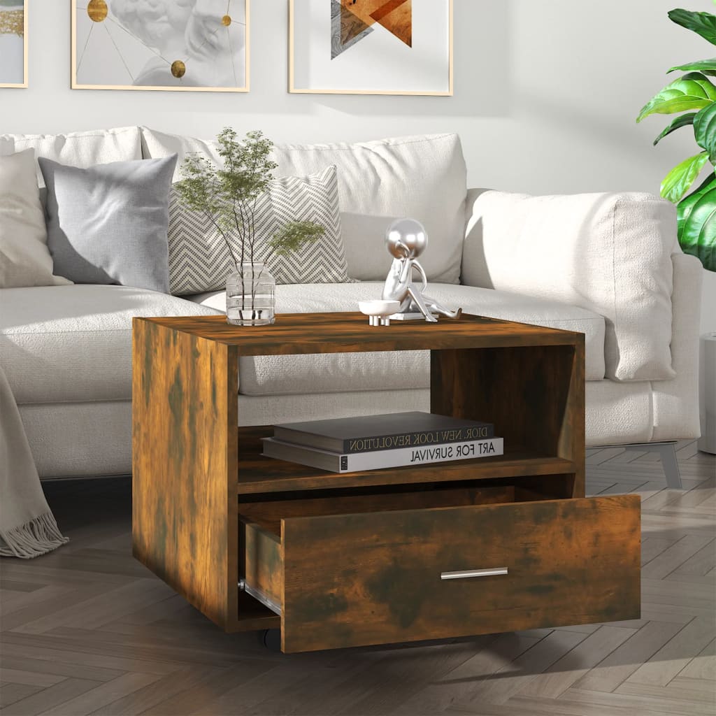 Table basse chêne fumé 55x55x40 cm bois d’ingénierie - Tables basses