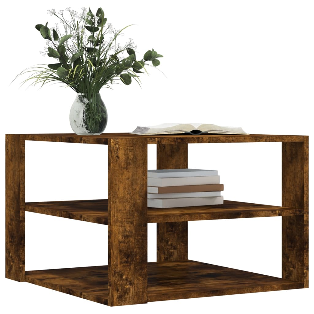 Table basse chêne fumé 59,5x59,5x40 cm bois d’ingénierie - Tables basses