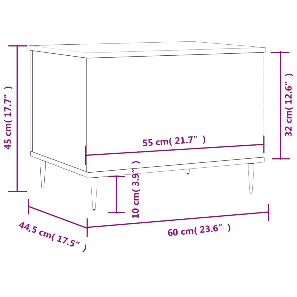 Table basse Chêne fumé 60x44,5x45 cm Bois d’ingénierie - Tables basses