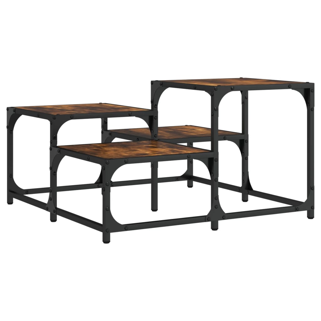 Table basse chêne fumé 68x68x40 cm bois d’ingénierie - Tables basses