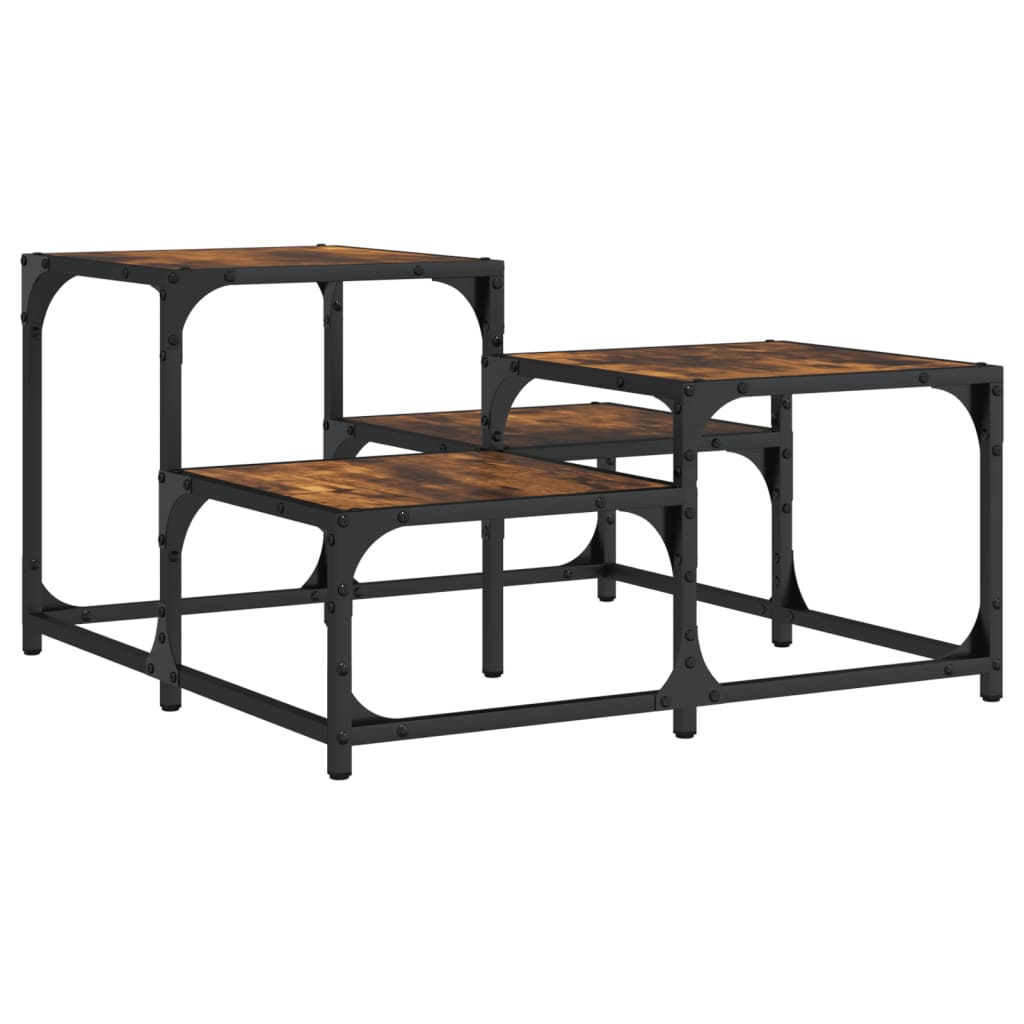 Table basse chêne fumé 68x68x40 cm bois d’ingénierie - Tables basses