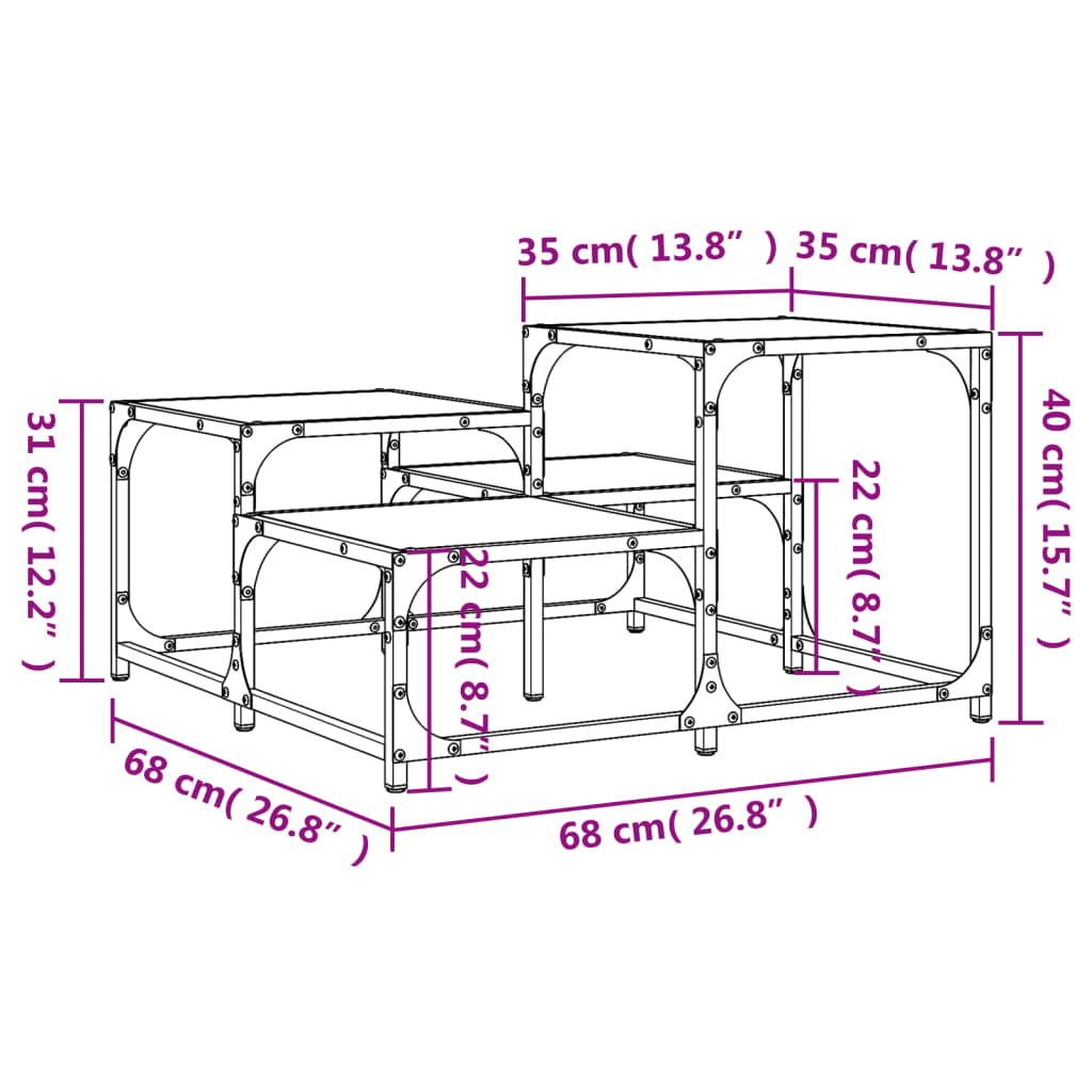 Table basse chêne fumé 68x68x40 cm bois d’ingénierie - Tables basses