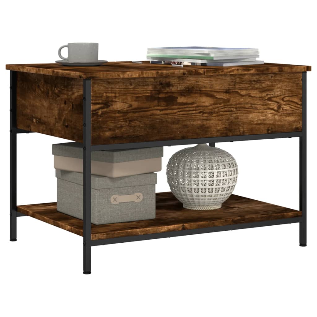 Table basse chêne fumé 70x50x50 cm bois d’ingénierie et métal - Tables basses