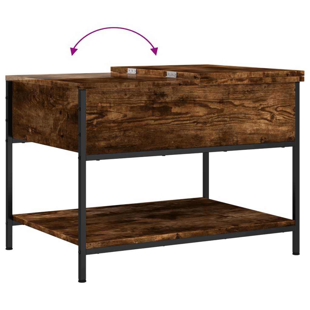 Table basse chêne fumé 70x50x50 cm bois d’ingénierie et métal - Tables basses