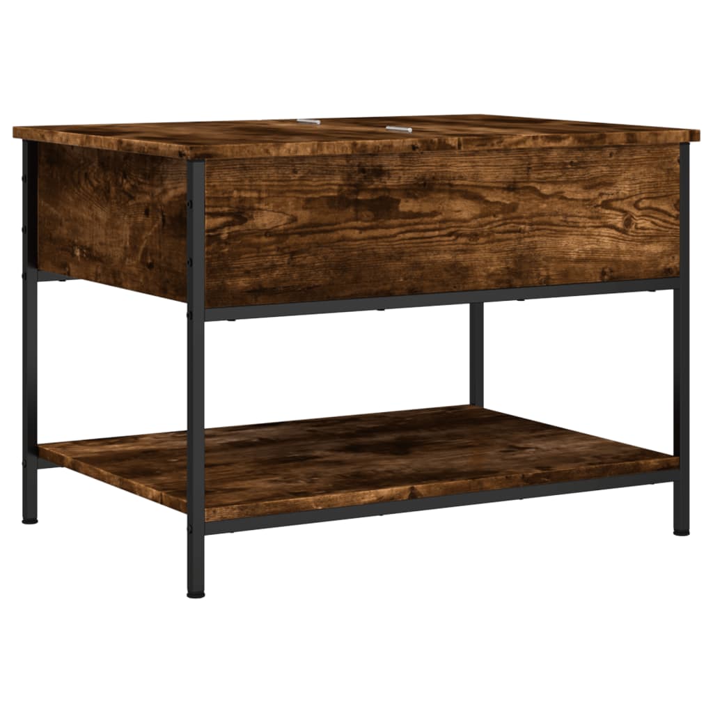 Table basse chêne fumé 70x50x50 cm bois d’ingénierie et métal - Tables basses