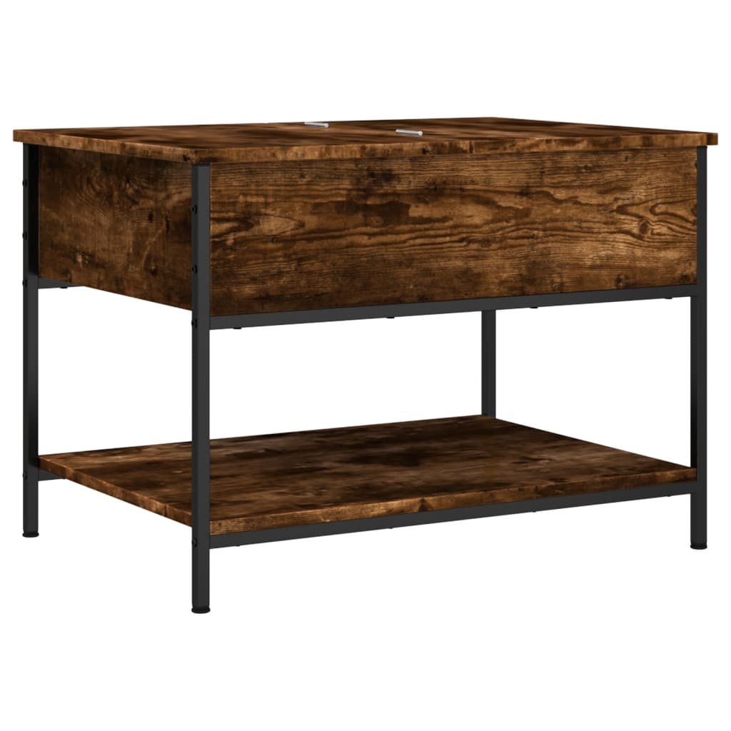 Table basse chêne fumé 70x50x50 cm bois d’ingénierie et métal - Tables basses