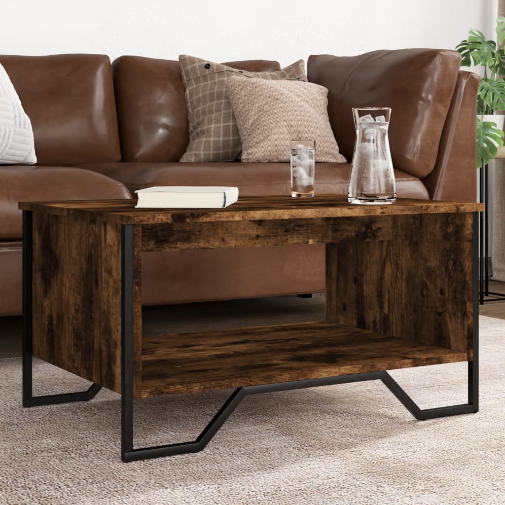 Table basse chêne fumé 75x51x40 cm bois d’ingénierie - Tables basses