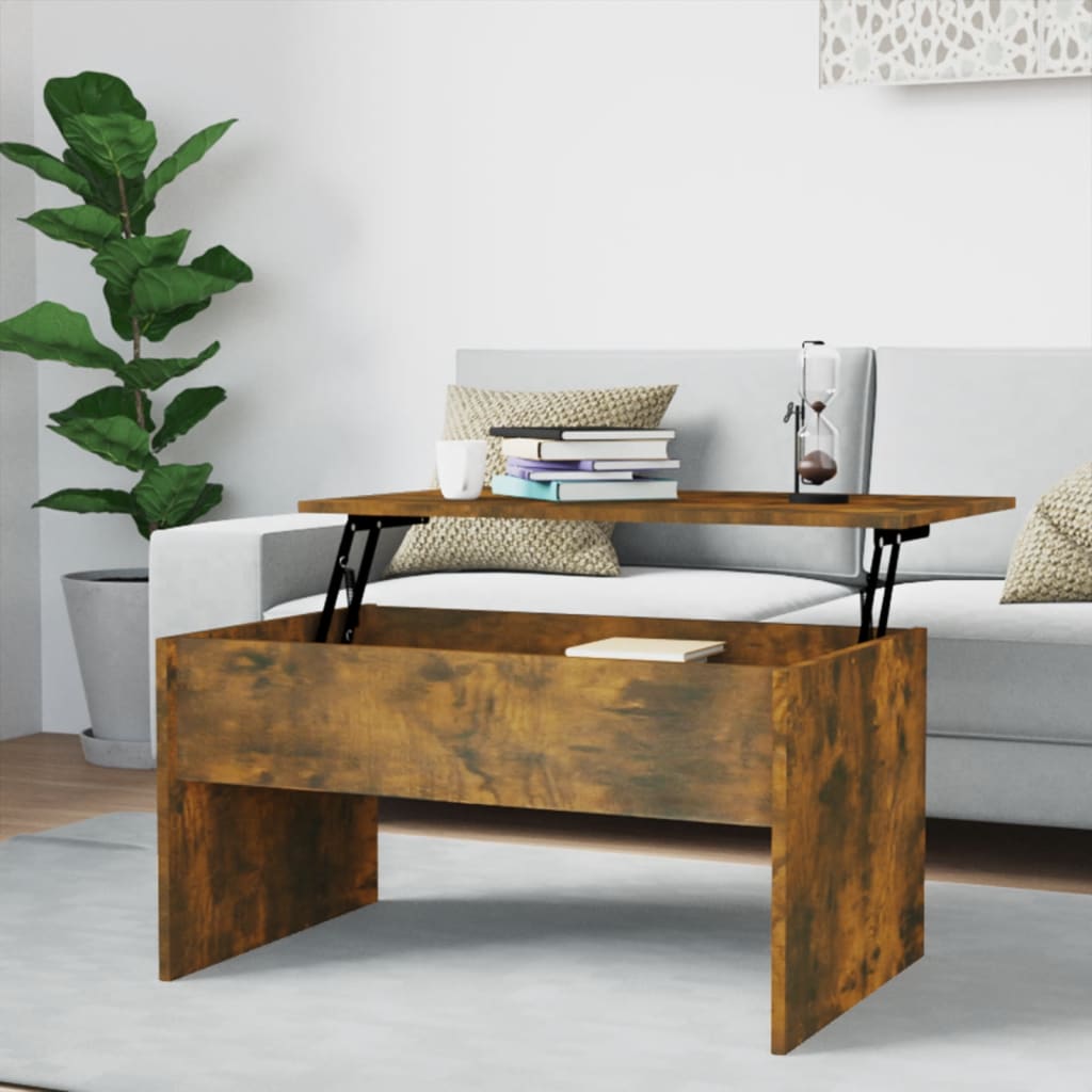 Table basse Chêne fumé 80x50,5x41,5 cm Bois d’ingénierie - Tables basses