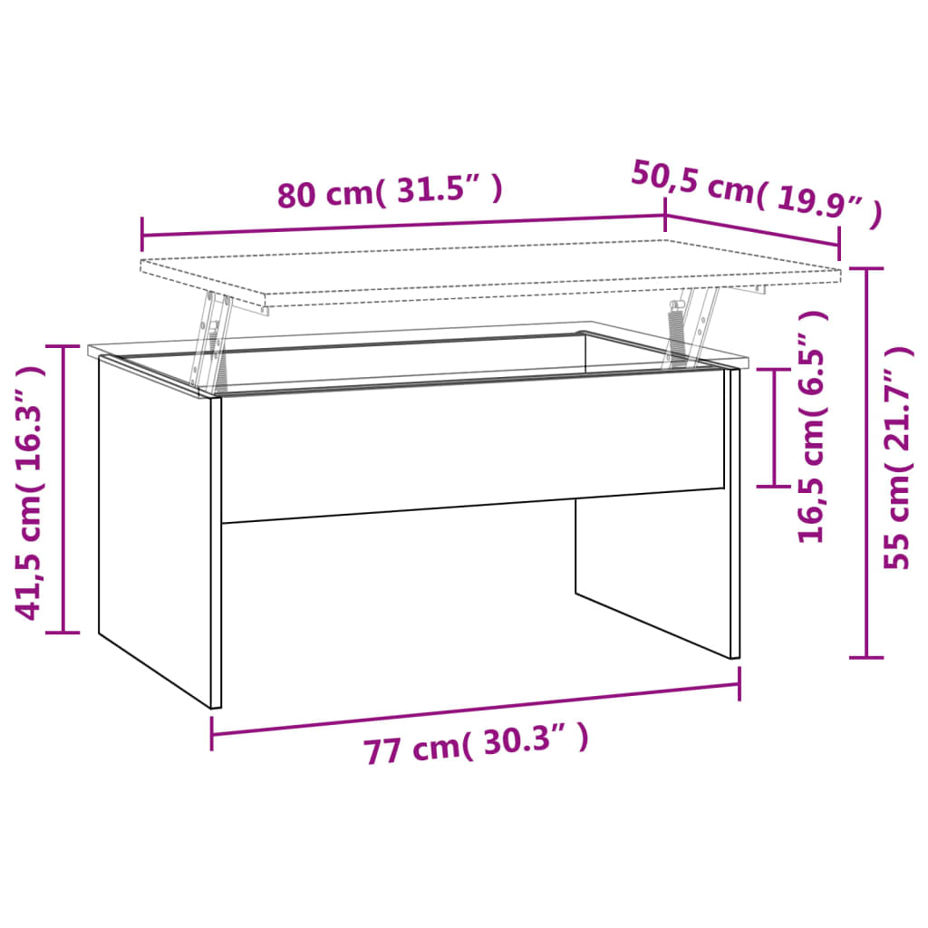 Table basse Chêne fumé 80x50,5x41,5 cm Bois d’ingénierie - Tables basses