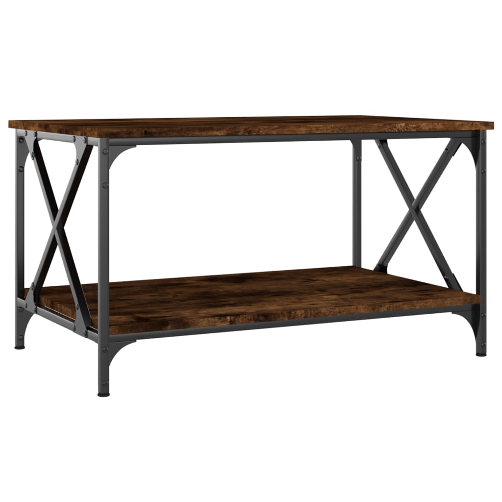 Table basse Chêne fumé 80x50x45 cm Bois d’ingénierie et fer - Tables basses