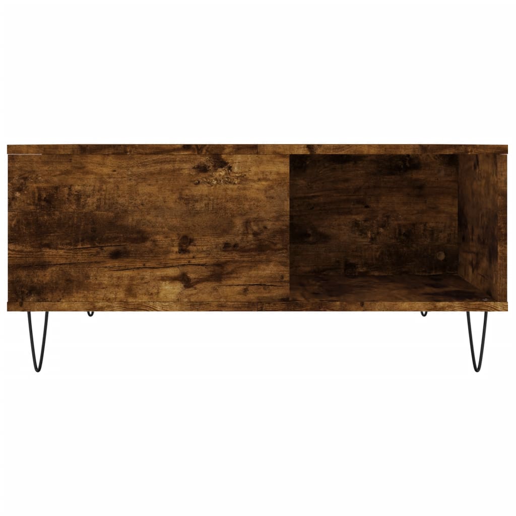 Table basse chêne fumé 80x80x36,5 cm bois d’ingénierie - Tables basses