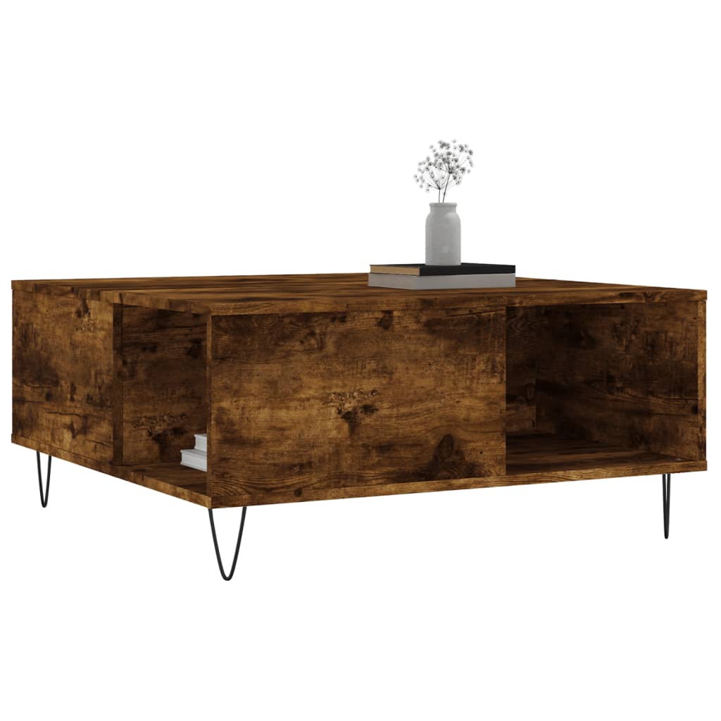 Table basse chêne fumé 80x80x36,5 cm bois d’ingénierie - Tables basses