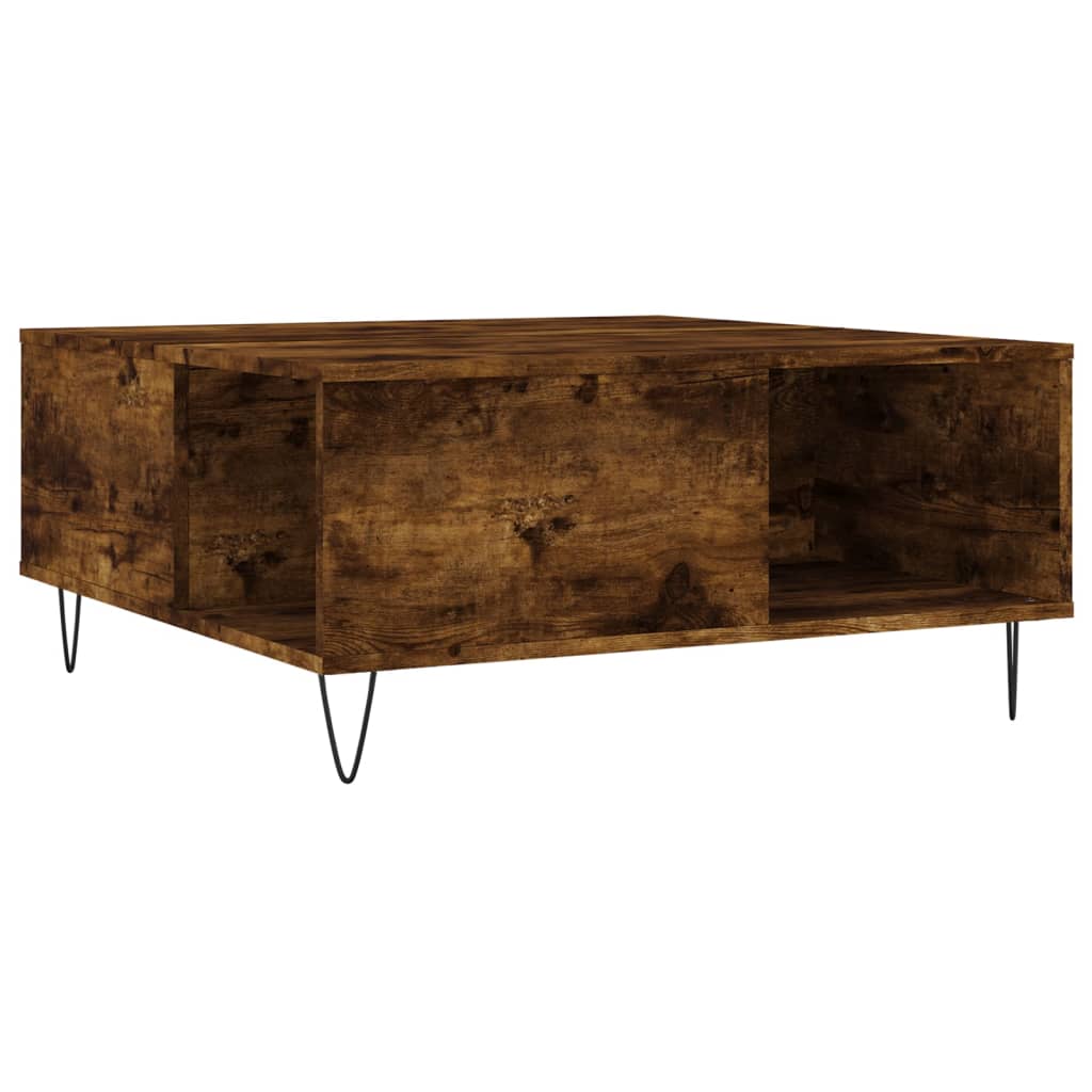 Table basse chêne fumé 80x80x36,5 cm bois d’ingénierie - Tables basses