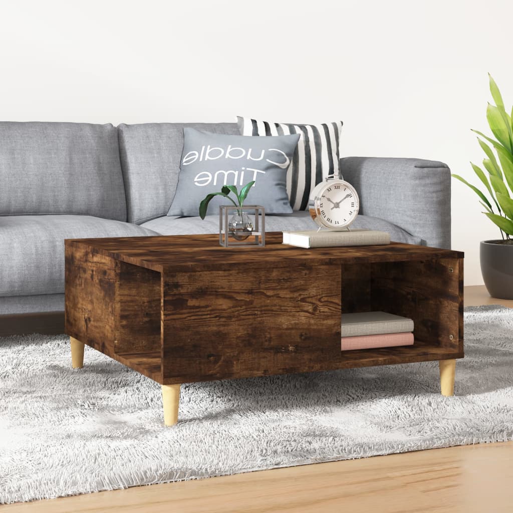 Table basse chêne fumé 80x80x36,5 cm bois d’ingénierie - Tables basses