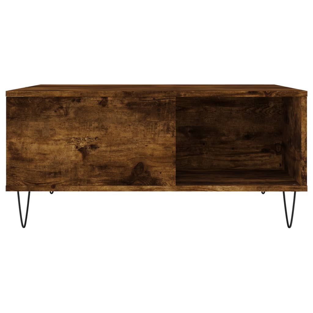 Table basse chêne fumé 80x80x36,5 cm bois d’ingénierie - Tables basses