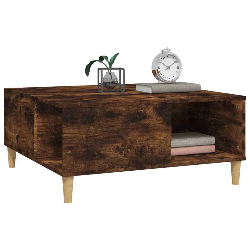 Table basse chêne fumé 80x80x36,5 cm bois d’ingénierie - Tables basses