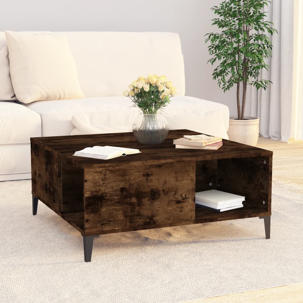 Table basse chêne fumé 80x80x36,5 cm bois d’ingénierie - Tables basses