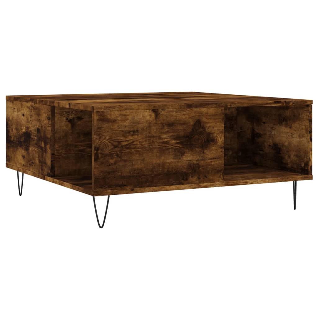Table basse chêne fumé 80x80x36,5 cm bois d’ingénierie - Tables basses