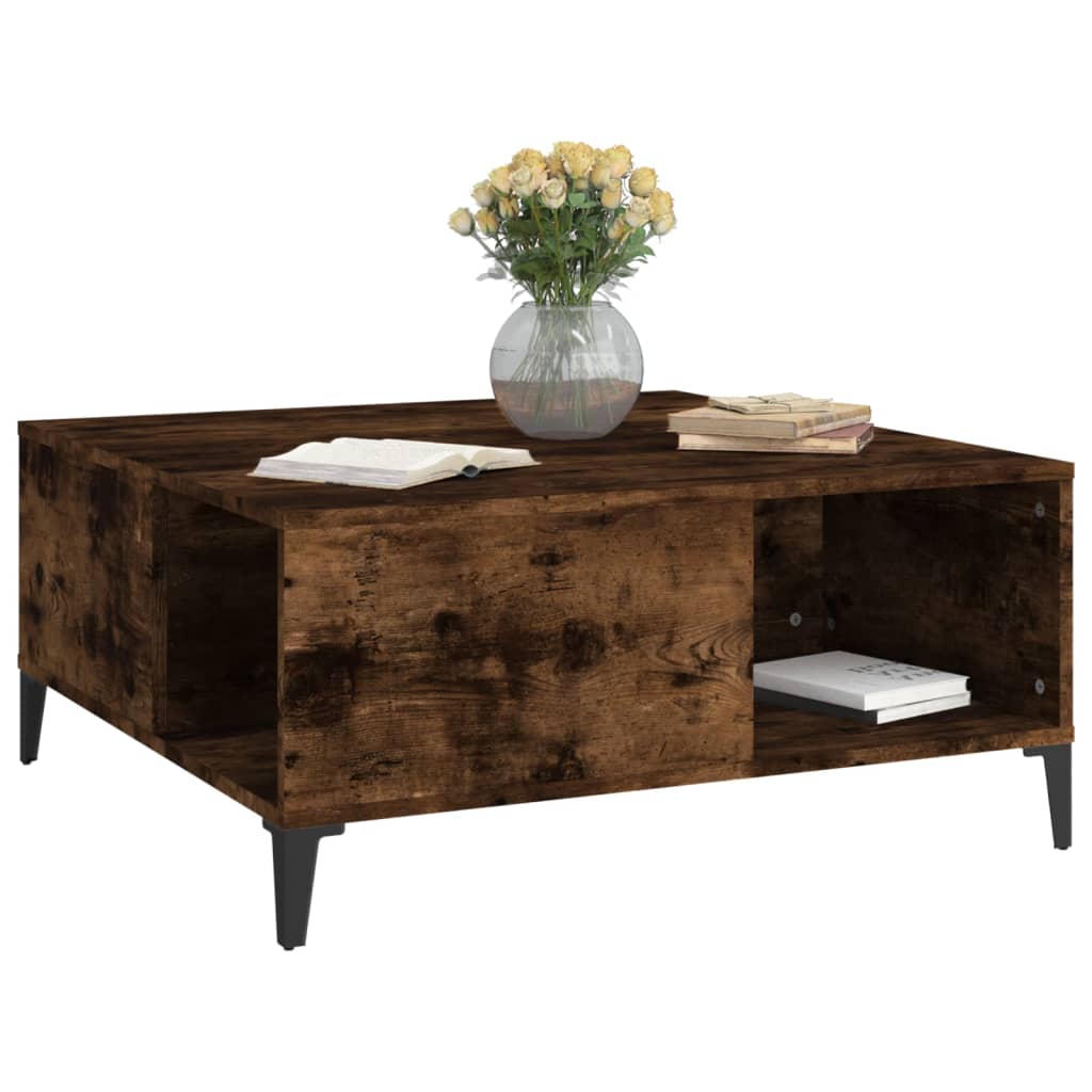 Table basse chêne fumé 80x80x36,5 cm bois d’ingénierie - Tables basses