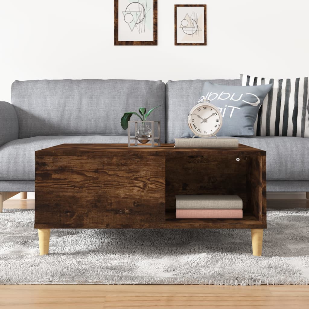Table basse chêne fumé 80x80x36,5 cm bois d’ingénierie - Tables basses