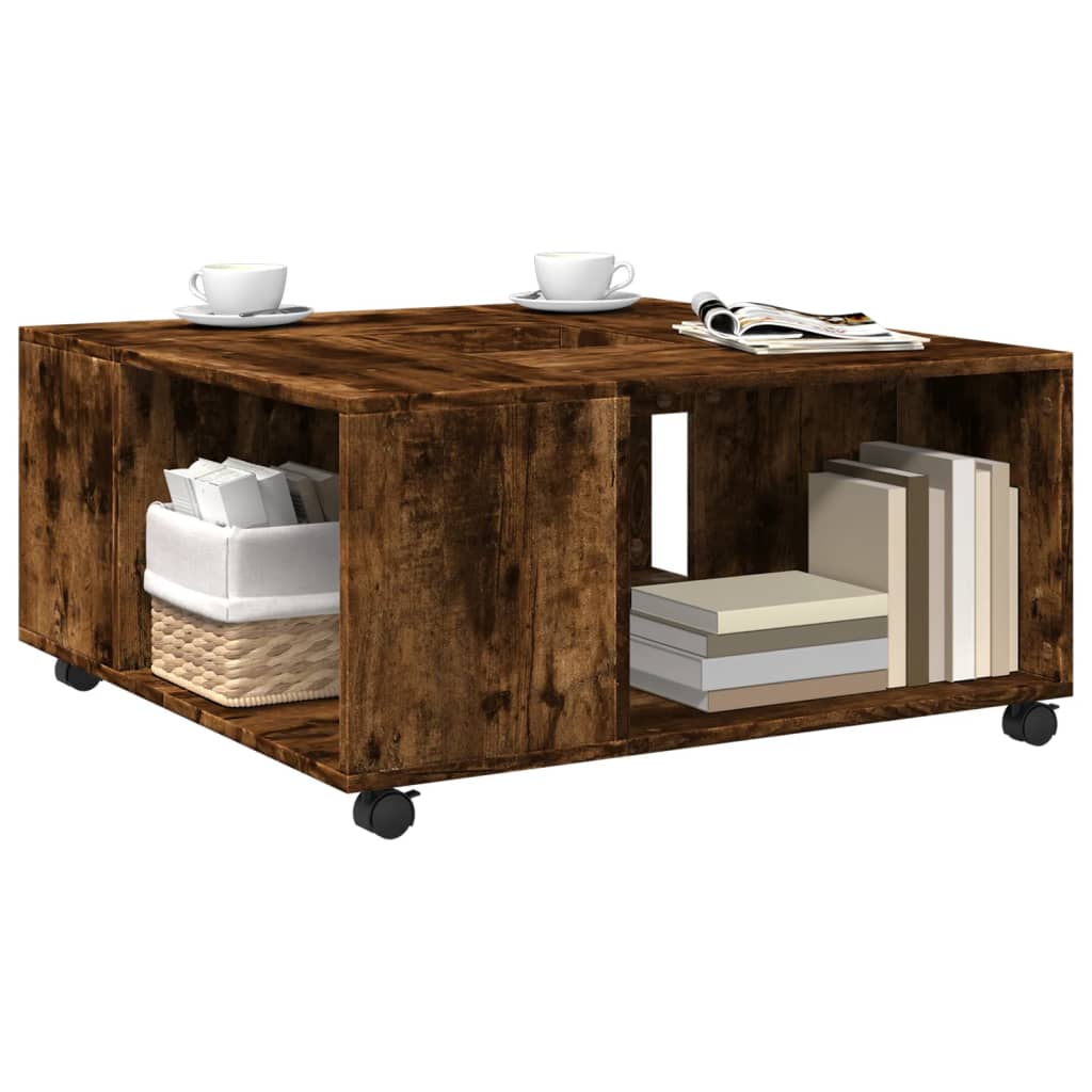 Table basse chêne fumé 80x80x40 cm bois d’ingénierie - Tables basses