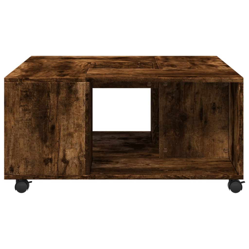 Table basse chêne fumé 80x80x40 cm bois d’ingénierie - Tables basses