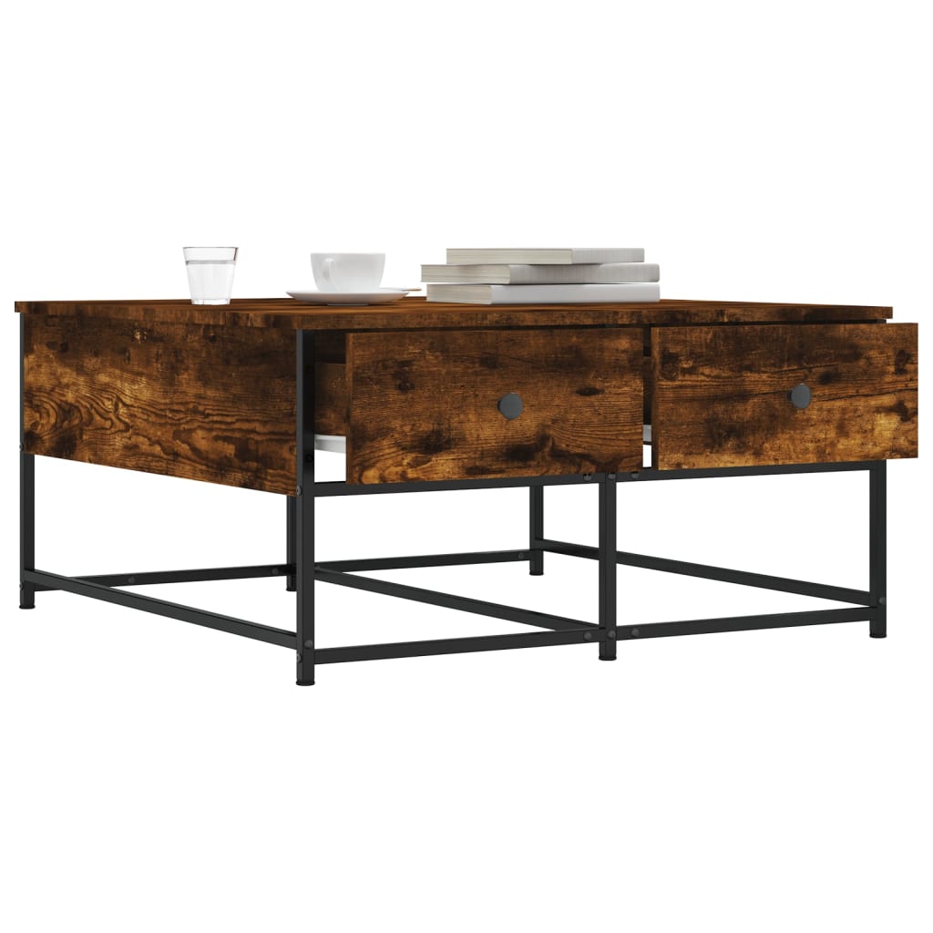 Table basse chêne fumé 80x80x40 cm bois d’ingénierie - Tables basses