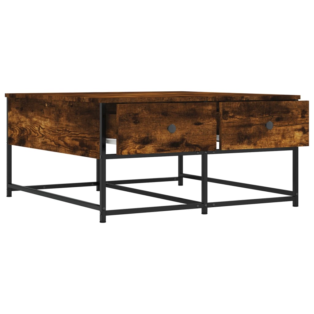 Table basse chêne fumé 80x80x40 cm bois d’ingénierie - Tables basses