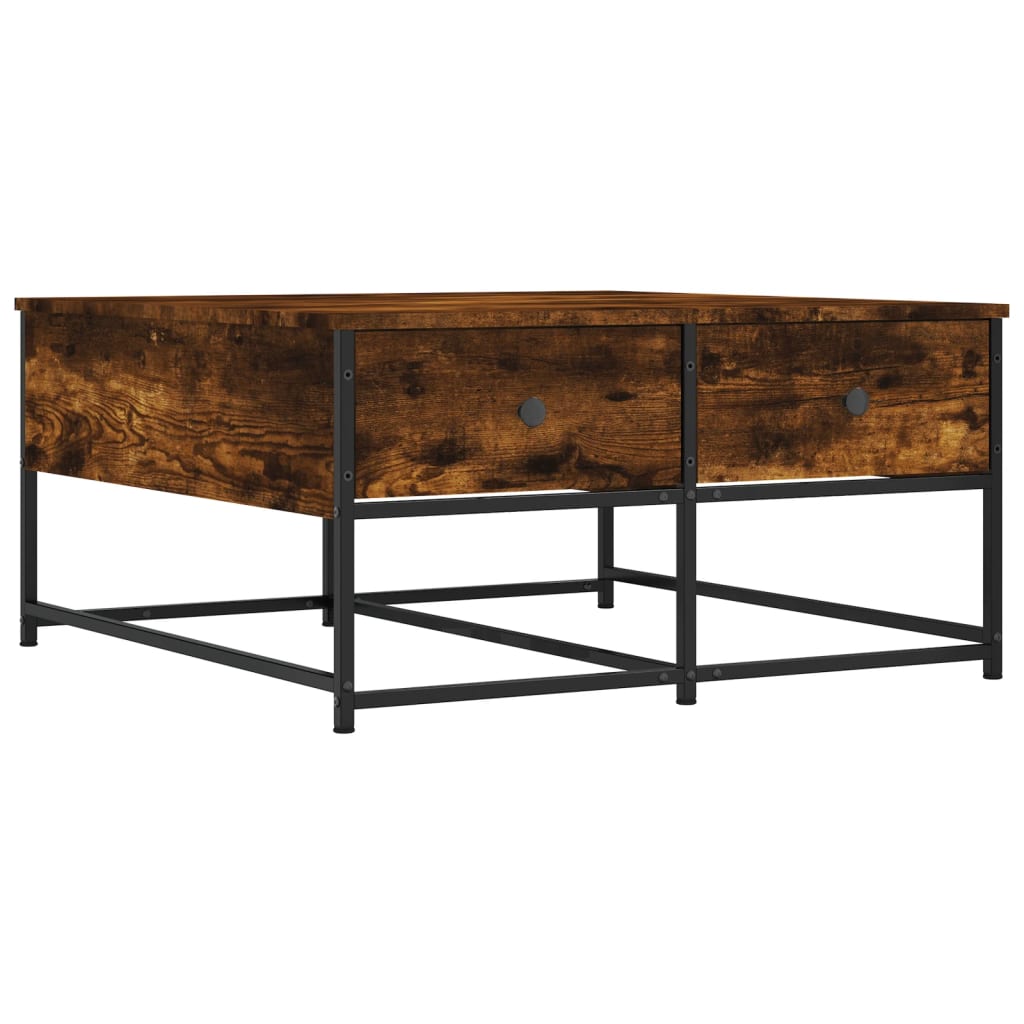 Table basse chêne fumé 80x80x40 cm bois d’ingénierie - Tables basses