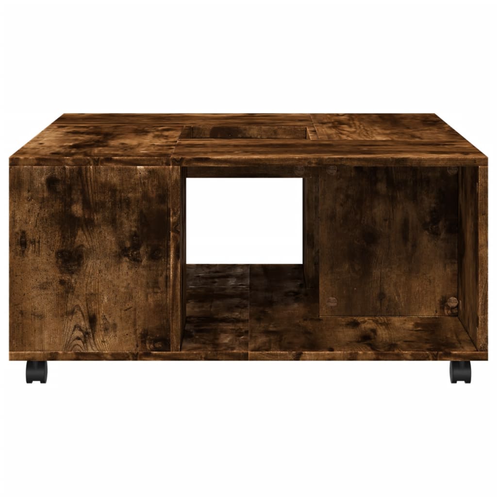 Table basse chêne fumé 80x80x40 cm bois d’ingénierie - Tables basses