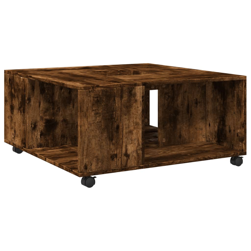 Table basse chêne fumé 80x80x40 cm bois d’ingénierie - Tables basses