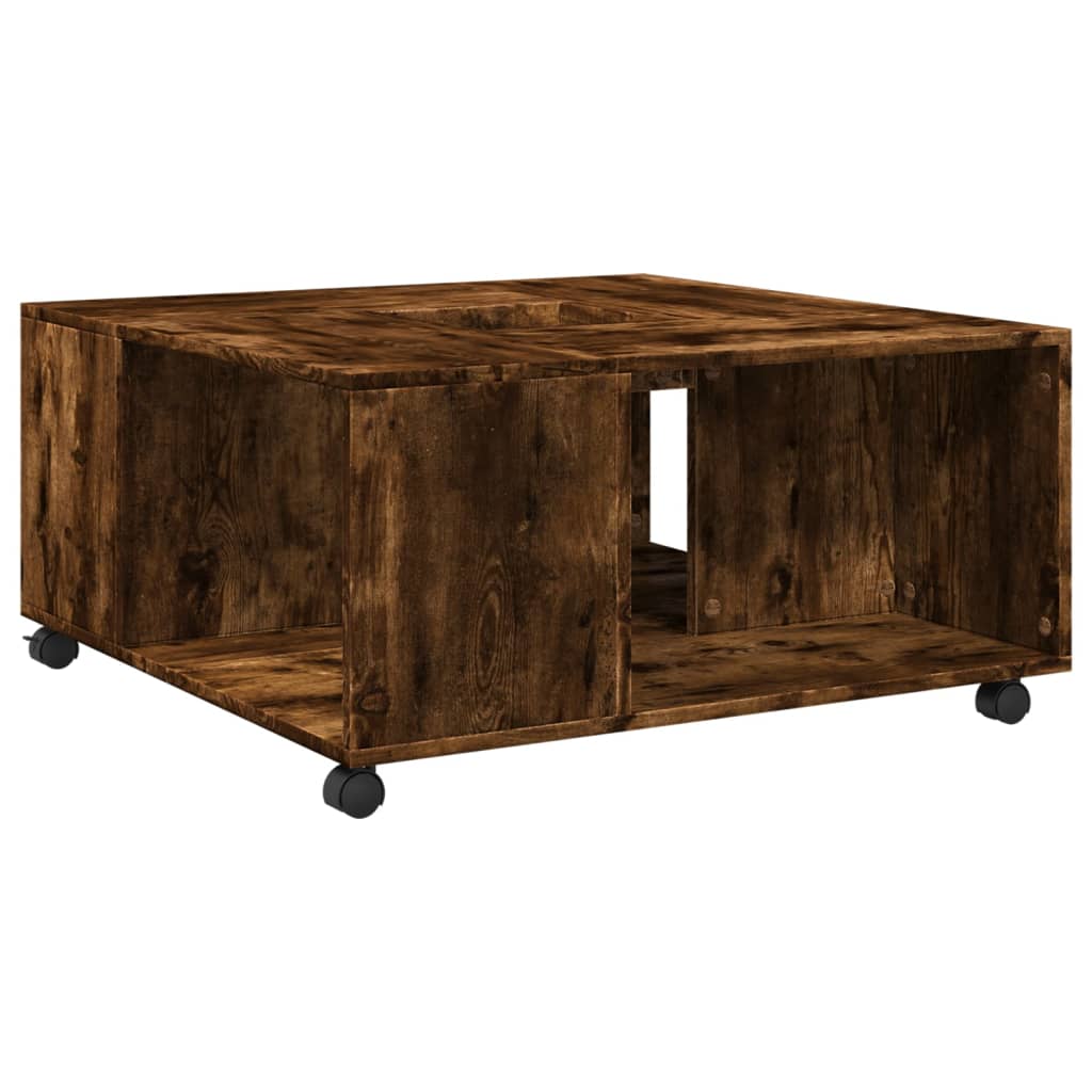 Table basse chêne fumé 80x80x40 cm bois d’ingénierie - Tables basses