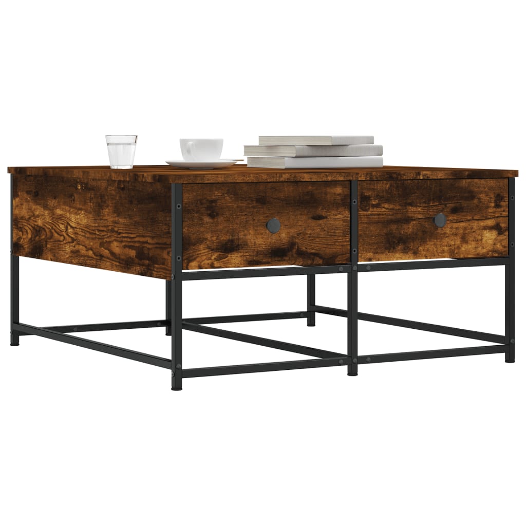 Table basse chêne fumé 80x80x40 cm bois d’ingénierie - Tables basses