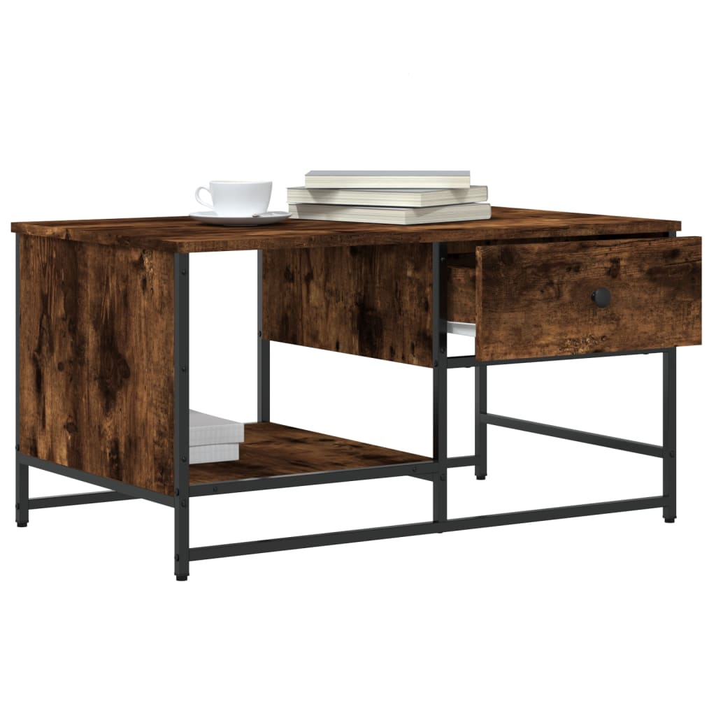 Table basse chêne fumé 85,5x51x45 cm bois d’ingénierie - Tables basses