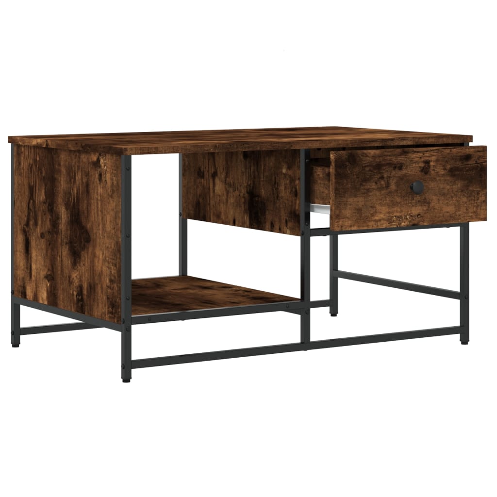 Table basse chêne fumé 85,5x51x45 cm bois d’ingénierie - Tables basses