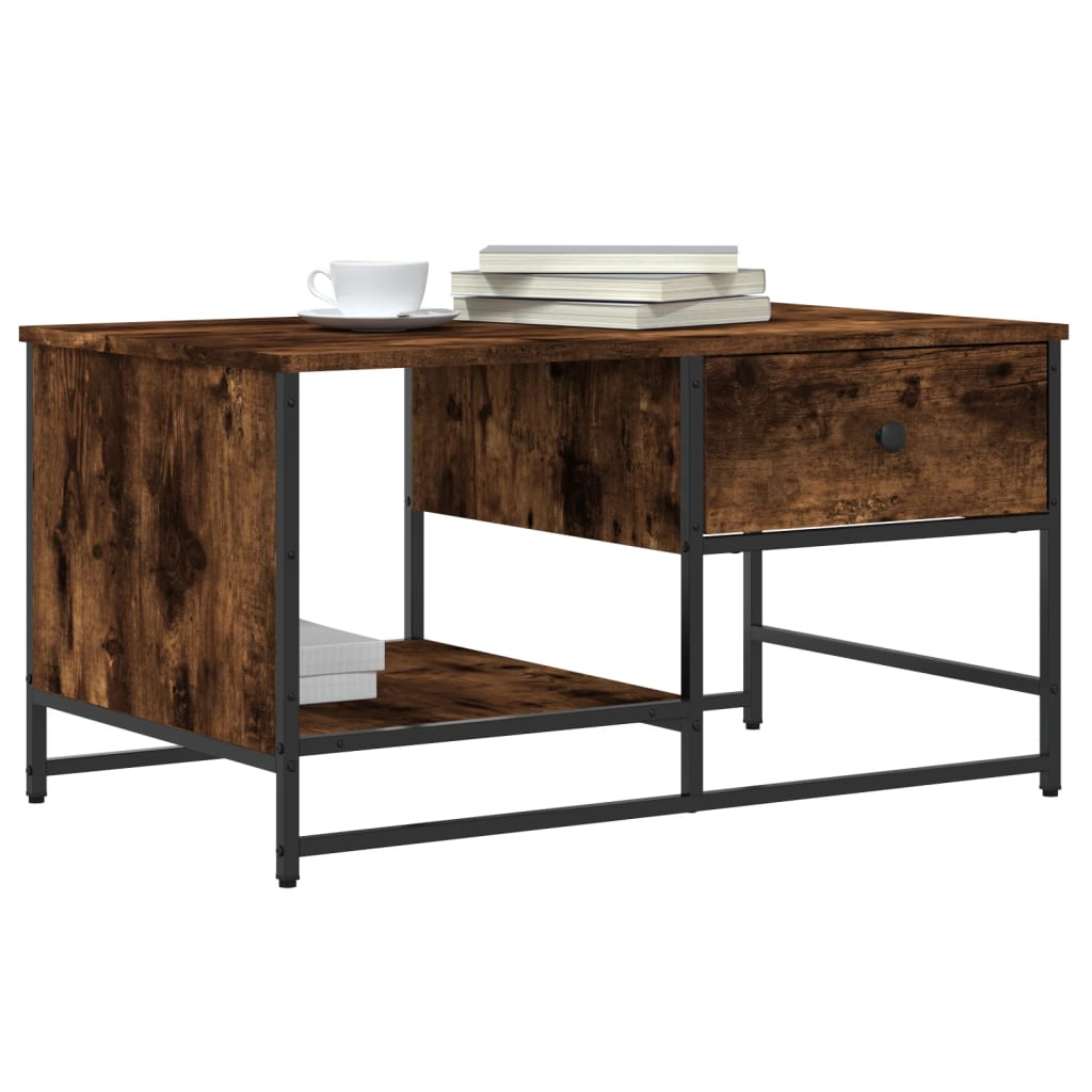Table basse chêne fumé 85,5x51x45 cm bois d’ingénierie - Tables basses
