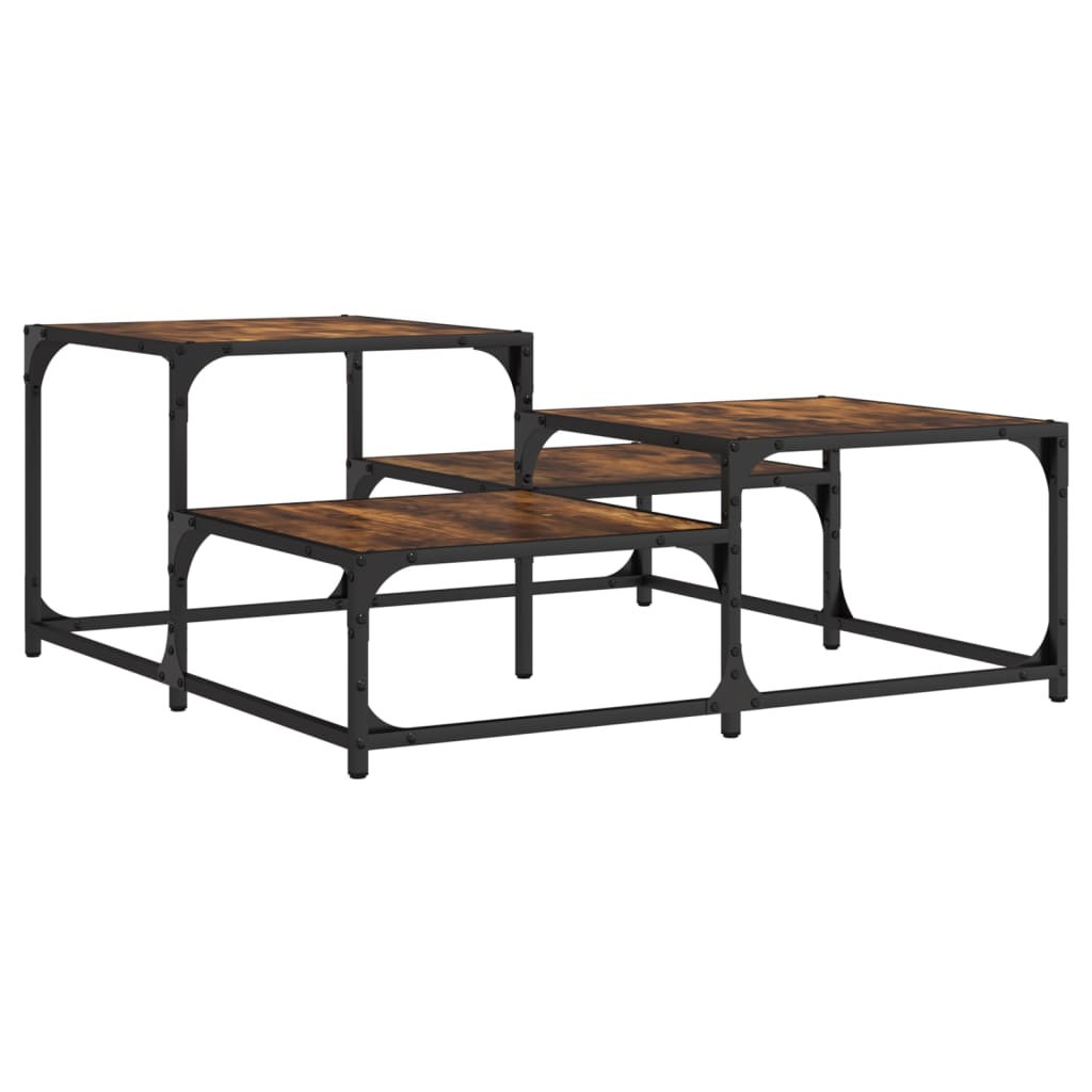 Table basse chêne fumé 87,5x87,5x40cm bois d’ingénierie - Tables basses
