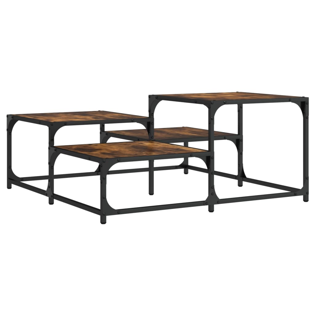 Table basse chêne fumé 87,5x87,5x40cm bois d’ingénierie - Tables basses