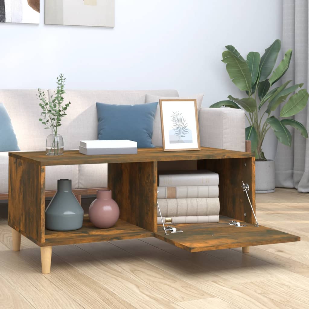 Table basse chêne fumé 89,5x50x40 cm bois d’ingénierie - Tables basses
