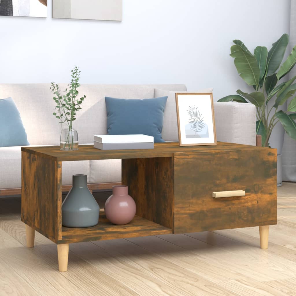 Table basse chêne fumé 89,5x50x40 cm bois d’ingénierie - Tables basses