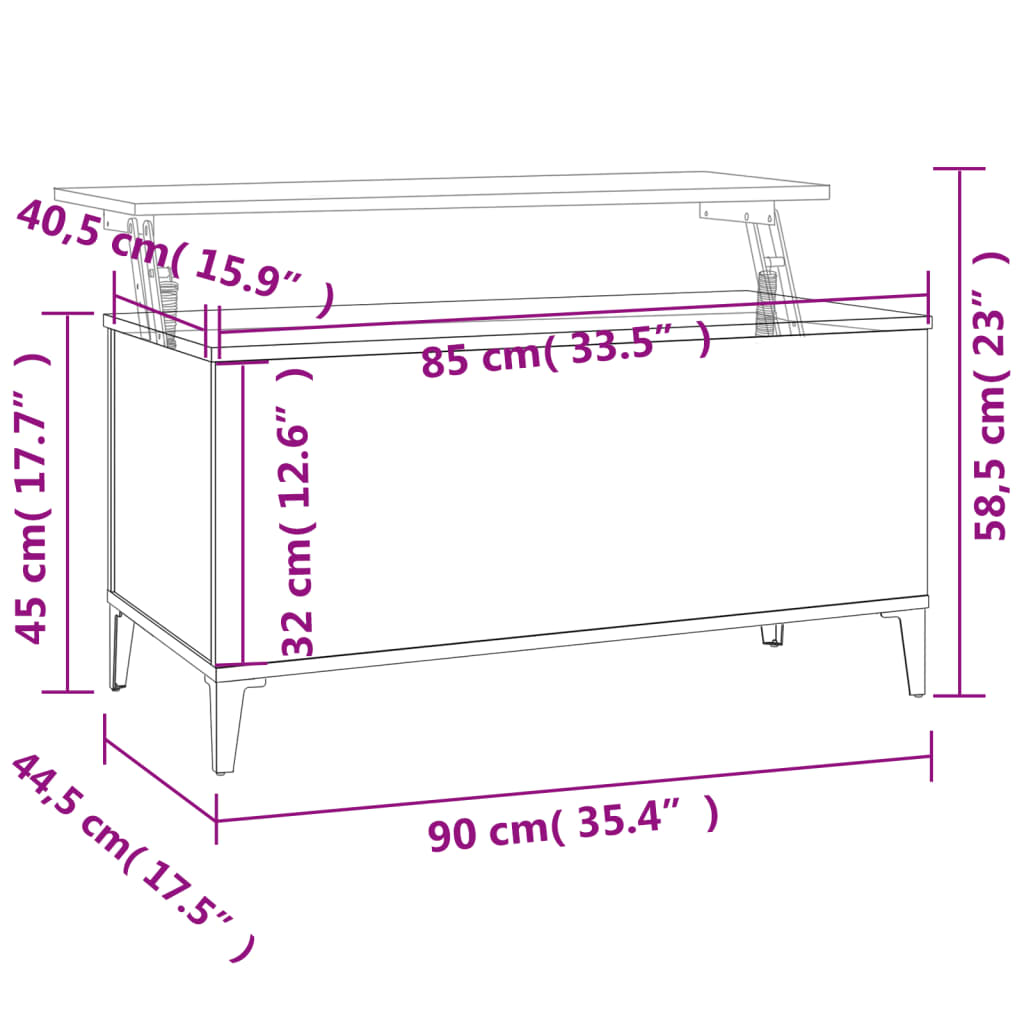 Table basse Chêne fumé 90x44,5x45 cm Bois d’ingénierie - Tables basses