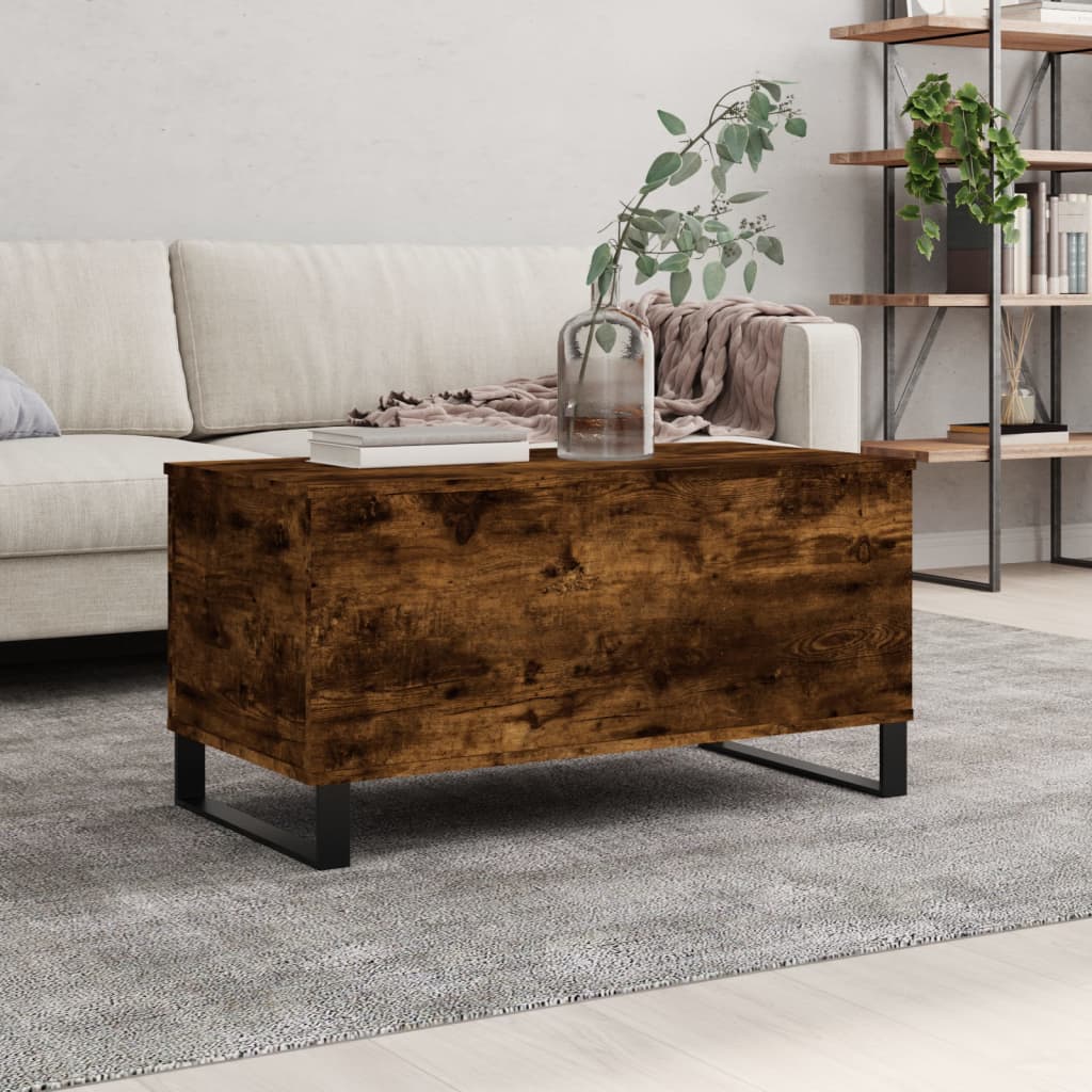 Table basse Chêne fumé 90x44,5x45 cm Bois d’ingénierie - Tables basses
