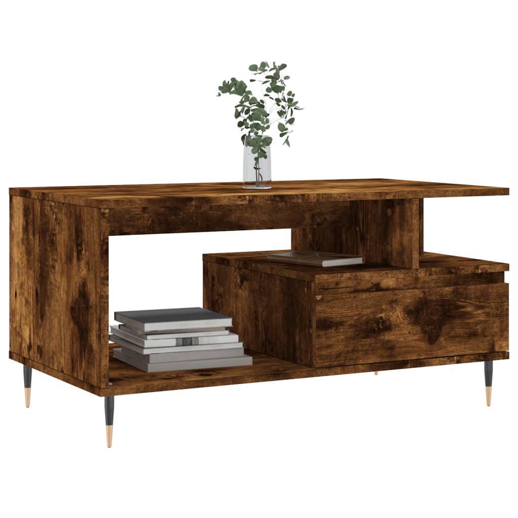 Table basse Chêne fumé 90x49x45 cm Bois d’ingénierie - Tables basses