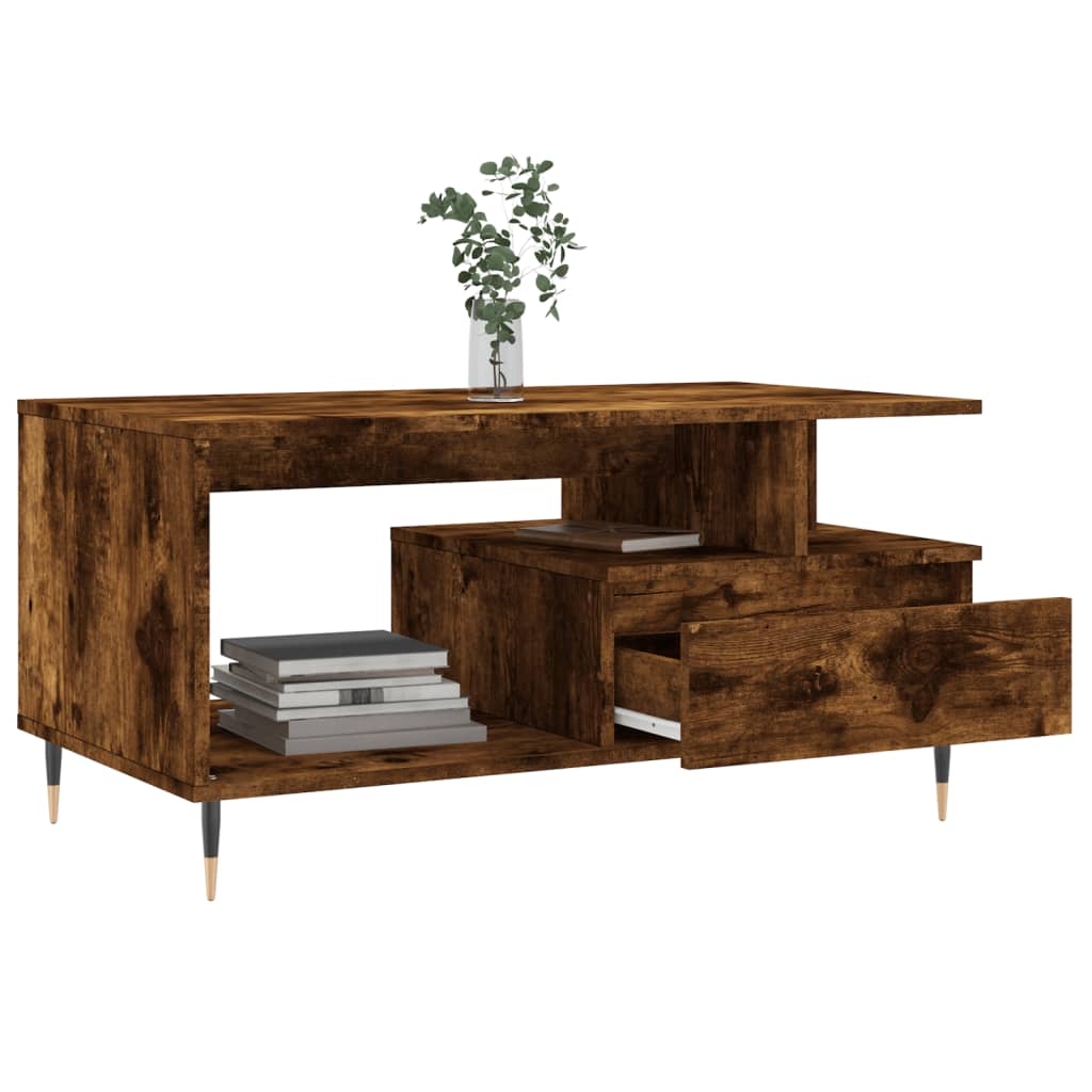 Table basse Chêne fumé 90x49x45 cm Bois d’ingénierie - Tables basses