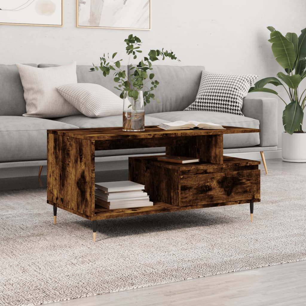 Table basse Chêne fumé 90x49x45 cm Bois d’ingénierie - Tables basses